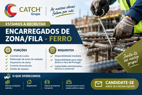 Cartaz da oferta: Encarregados de zona / fila · Ferro